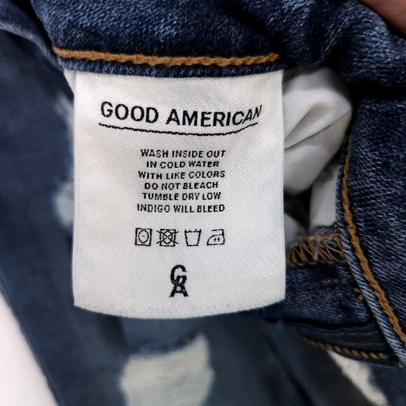 Good American Denim Pencil Skirt Size 6 Distress Stretch High Waist - Picture 9 of 11